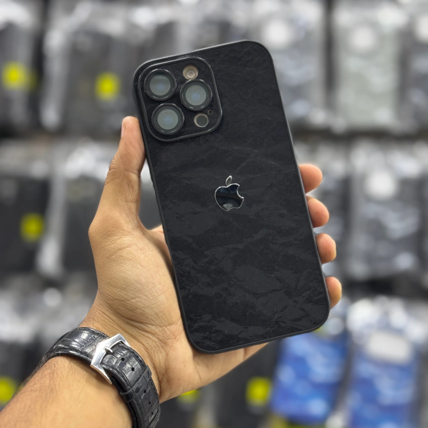 Velvet Black Alcantara Textured Case Premium Quality